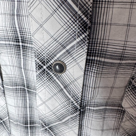 Wrangler Jack Daniels Shirt Mens M Gray Plaid Embroidered Bar Whiskey Pearl Snap - Picture 4 of 14